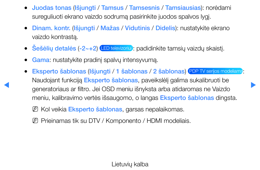 Samsung UE37D5500RWXXH manual Vaizdo kontrastą, Šešėlių detalės -2~+2, Gama nustatykite pradinį spalvų intensyvumą 