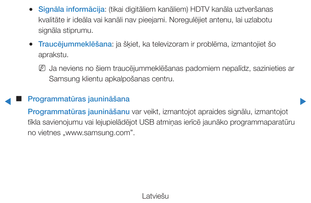 Samsung UE27D5000NWXBT, UE46D5500RWXXH, UE40D5500RWXXH, UE32D5500RWXXH, UE37D5500RWXXH manual Programmatūras jaunināšana 