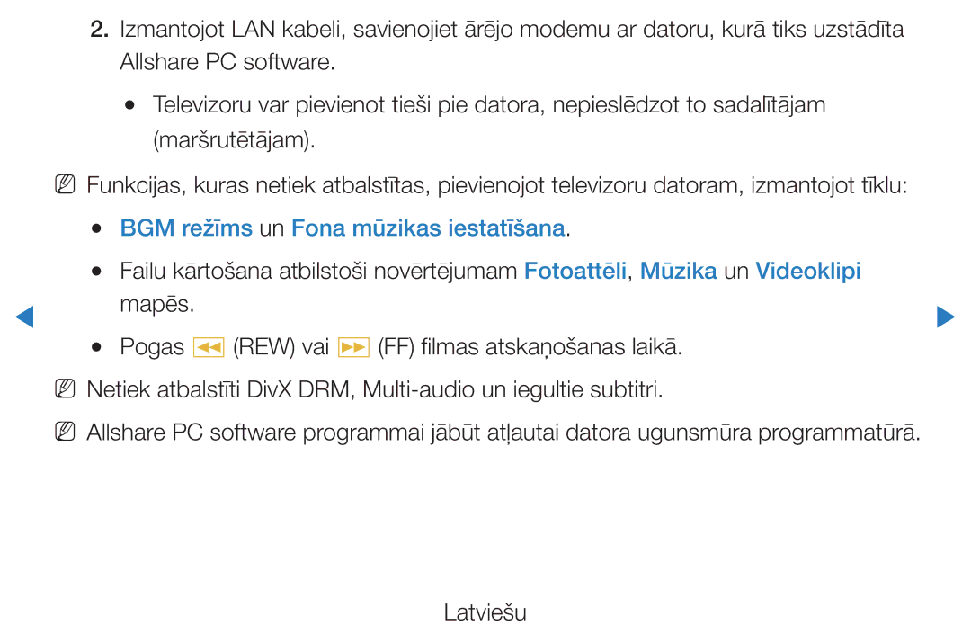 Samsung UE46D5500RWXXH, UE40D5500RWXXH, UE32D5500RWXXH, UE37D5500RWXXH, UE27D5000NWXBT BGM režīms un Fona mūzikas iestatīšana 