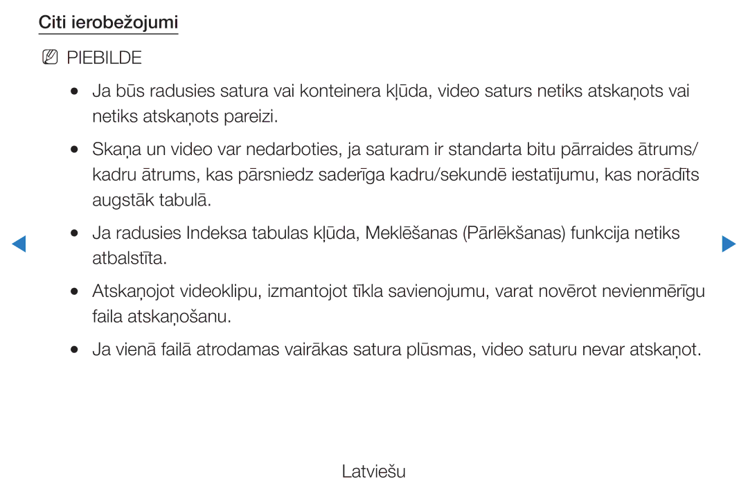 Samsung UE46D5500RWXXH, UE40D5500RWXXH, UE32D5500RWXXH, UE37D5500RWXXH, UE27D5000NWXBT manual Citi ierobežojumi, Atbalstīta 