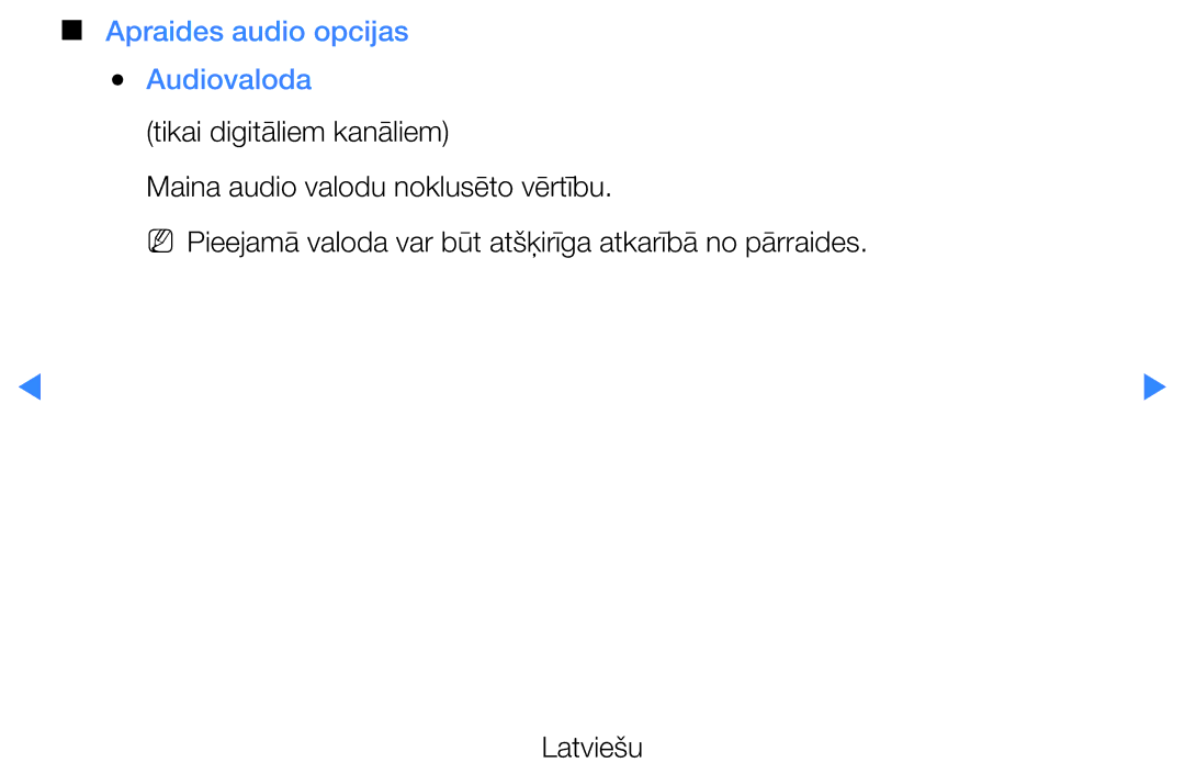 Samsung UE27D5000NWXBT, UE46D5500RWXXH, UE40D5500RWXXH, UE32D5500RWXXH, UE37D5500RWXXH Apraides audio opcijas Audiovaloda 