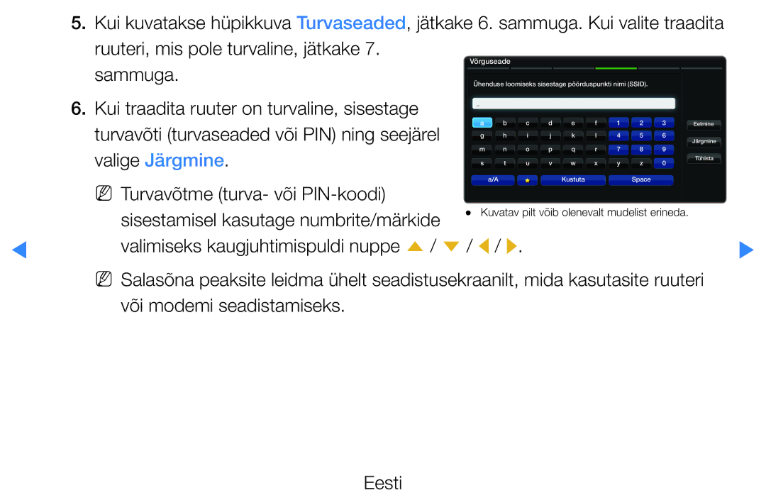 Samsung UE40D5500RWXXH, UE46D5500RWXXH, UE32D5500RWXXH, UE37D5500RWXXH manual Turvavõti turvaseaded või PIN ning seejärel 