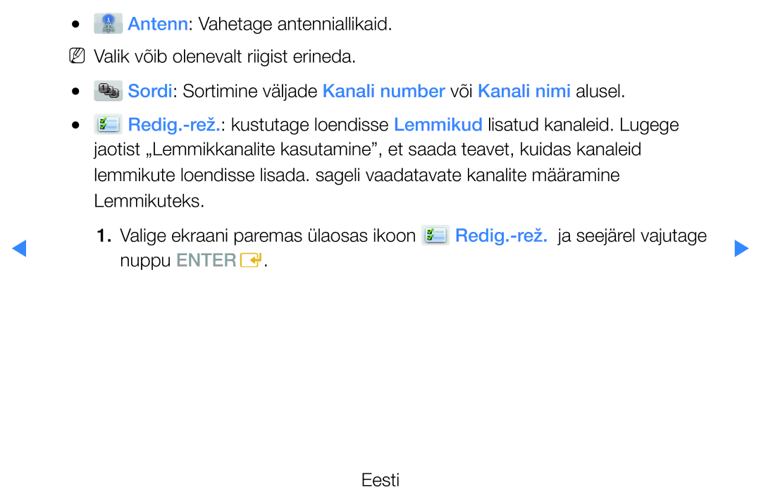 Samsung UE37D5500RWXXH, UE46D5500RWXXH, UE40D5500RWXXH manual Sordi Sortimine väljade Kanali number või Kanali nimi alusel 