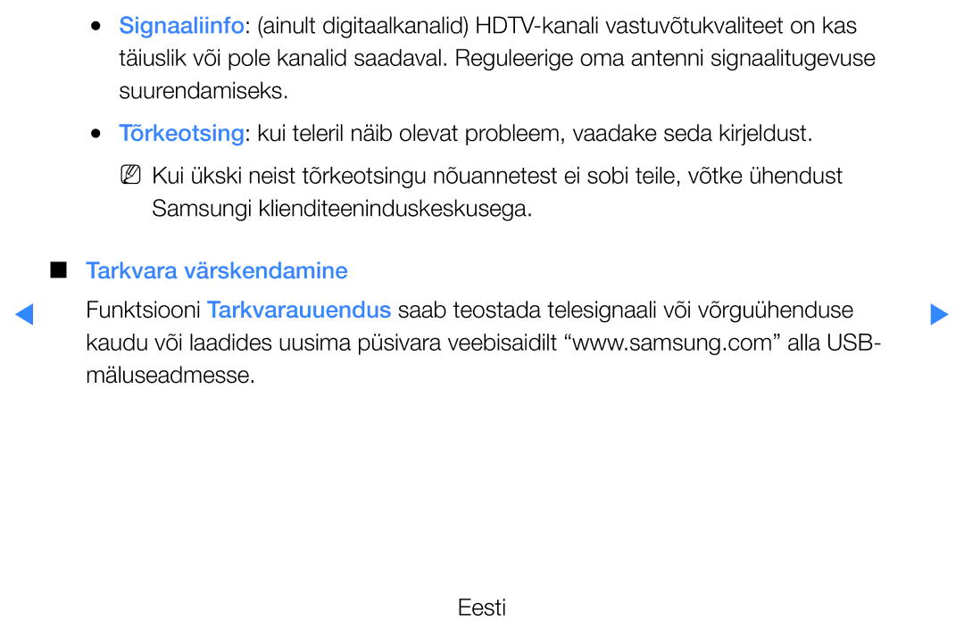 Samsung UE27D5000NWXBT, UE46D5500RWXXH, UE40D5500RWXXH manual Samsungi klienditeeninduskeskusega, Tarkvara värskendamine 