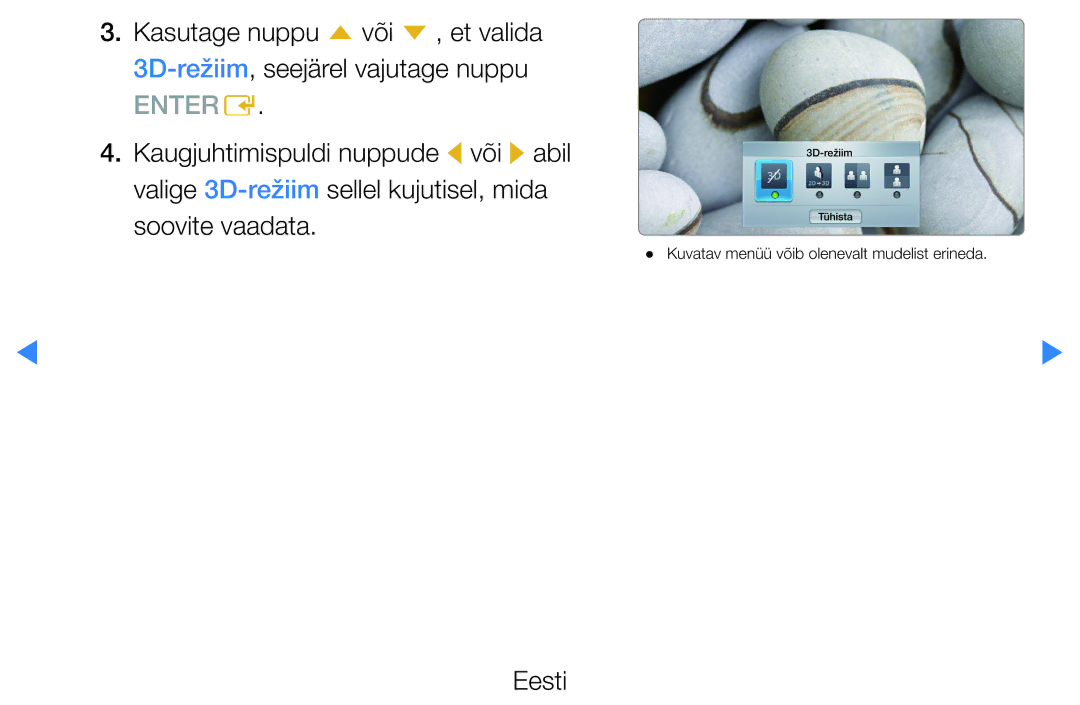 Samsung UE46D5500RWXXH, UE40D5500RWXXH, UE32D5500RWXXH, UE37D5500RWXXH, UE27D5000NWXBT manual 3D-režiim Tühista 
