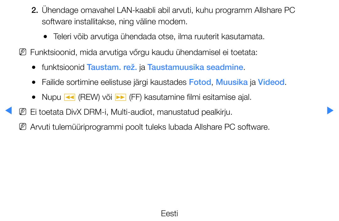 Samsung UE46D5500RWXXH, UE40D5500RWXXH, UE32D5500RWXXH, UE37D5500RWXXH Funktsioonid Taustam. rež. ja Taustamuusika seadmine 