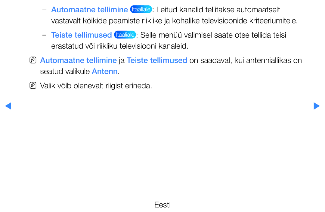 Samsung UE32D5500RWXXH, UE46D5500RWXXH, UE40D5500RWXXH, UE37D5500RWXXH manual NN Valik võib olenevalt riigist erineda Eesti 