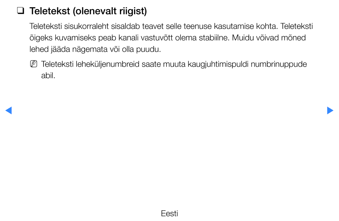 Samsung UE32D5500RWXXH, UE46D5500RWXXH, UE40D5500RWXXH, UE37D5500RWXXH, UE27D5000NWXBT manual Teletekst olenevalt riigist 