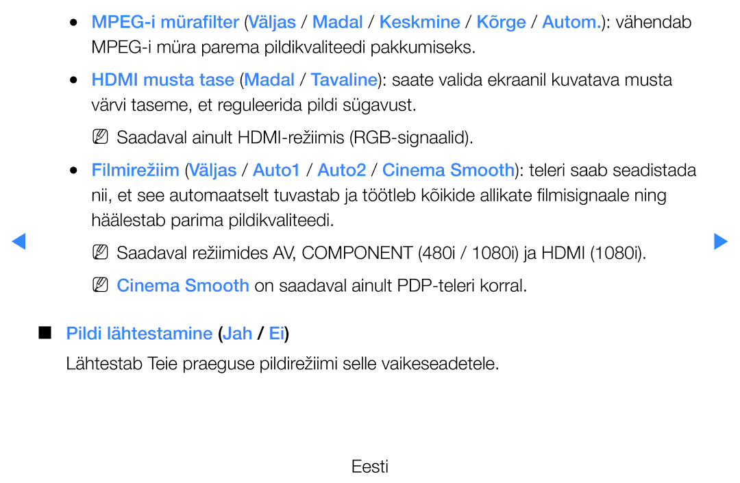 Samsung UE46D5500RWXXH, UE40D5500RWXXH, UE32D5500RWXXH, UE37D5500RWXXH, UE27D5000NWXBT manual Pildi lähtestamine Jah / Ei 