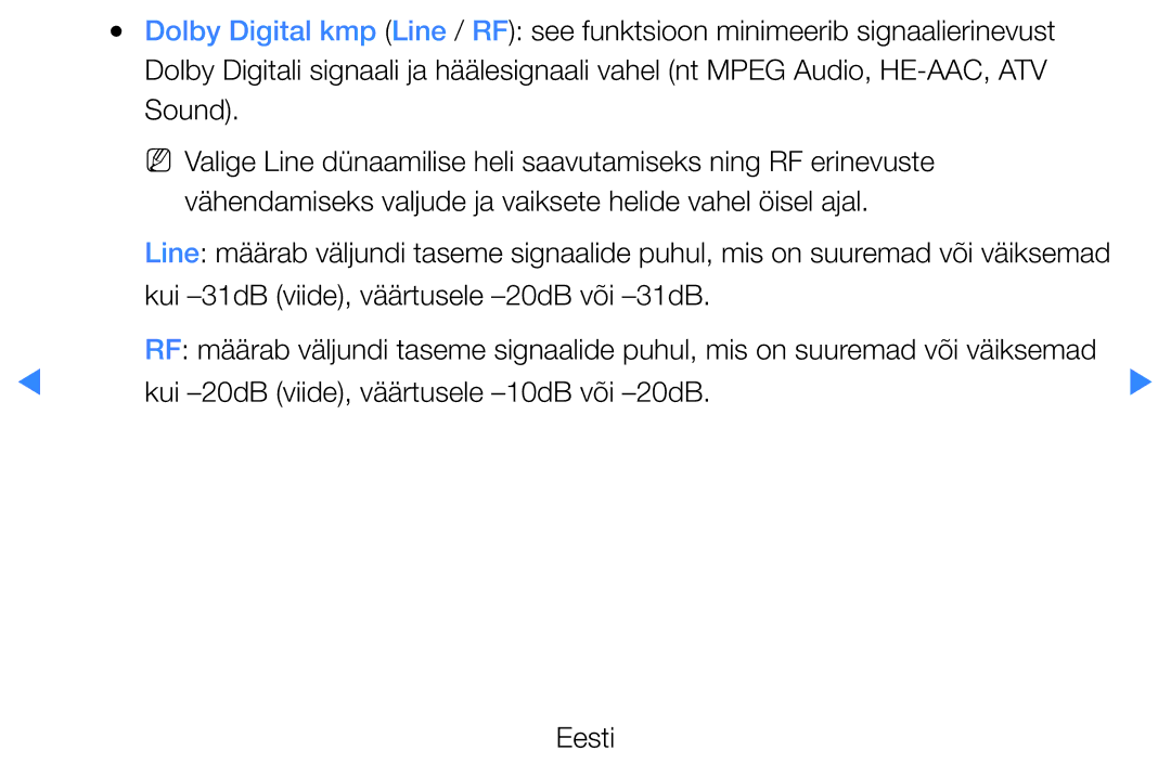 Samsung UE27D5000NWXBT manual Kui -31dB viide, väärtusele -20dB või -31dB, Kui -20dB viide, väärtusele -10dB või -20dB 