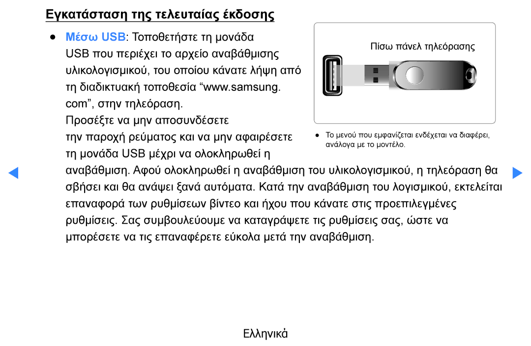 Samsung UE27D5000NWXXH, UE46D5500RWXXH, UE40D5500RWXXH, UE32D5500RWXXH, UE37D5500RWXXH Εγκατάσταση της τελευταίας έκδοσης 