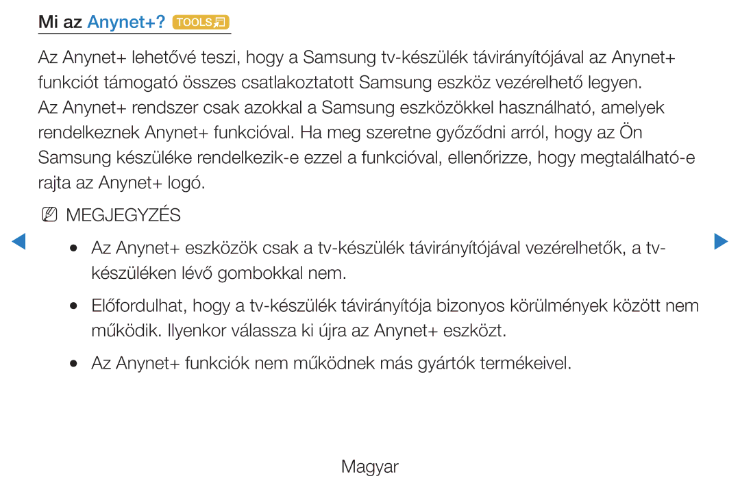 Samsung UE40D5725RSXXE, UE46D5500RWXXH, UE40D5500RWXXH, UE32D5720RSXZG, UE37D5700RSXZG, UE32D5700RSXZG manual Mi az Anynet+? t 