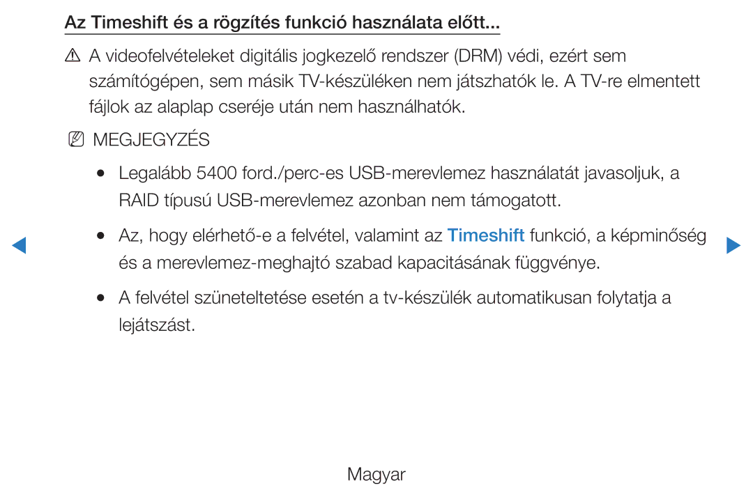 Samsung UE32D5700RSXZG, UE46D5500RWXXH, UE40D5500RWXXH, UE32D5720RSXZG, UE37D5700RSXZG, UE40D5700RSXZG manual NN Megjegyzés 