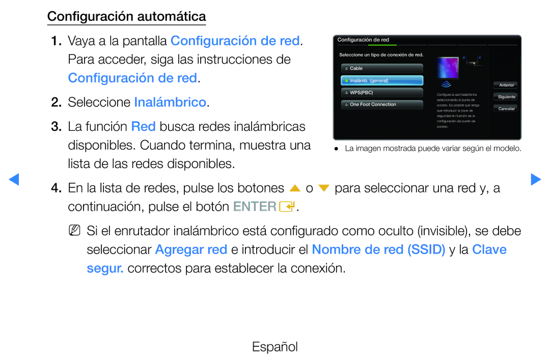 Samsung UE46D5500RWXXC, UE46D5500RWXXH, UE40D5520RWXXC manual Para acceder, siga las instrucciones de, Seleccione Inalámbrico 