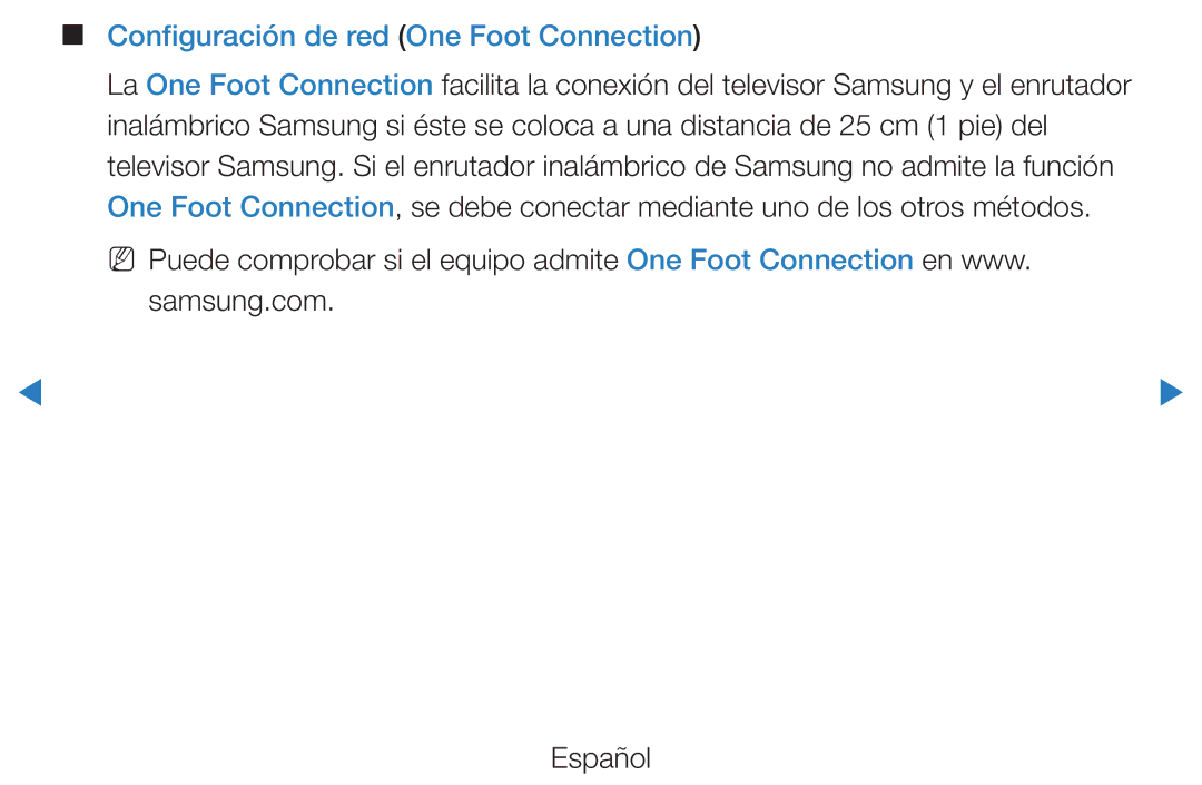 Samsung UE27D5000NWXZT, UE46D5500RWXXH, UE40D5520RWXXC, UE40D5500RWXXC manual Configuración de red One Foot Connection 