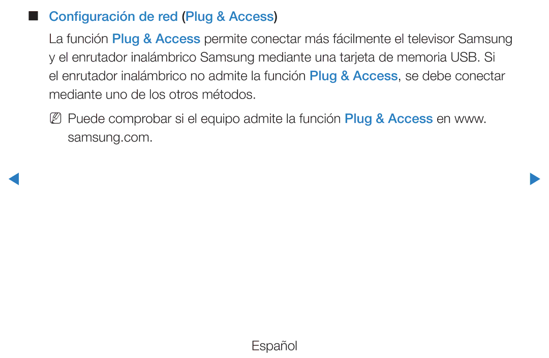 Samsung UE27D5000NWXXC, UE46D5500RWXXH, UE40D5520RWXXC, UE40D5500RWXXC, UE46D5700RSXZG Configuración de red Plug & Access 