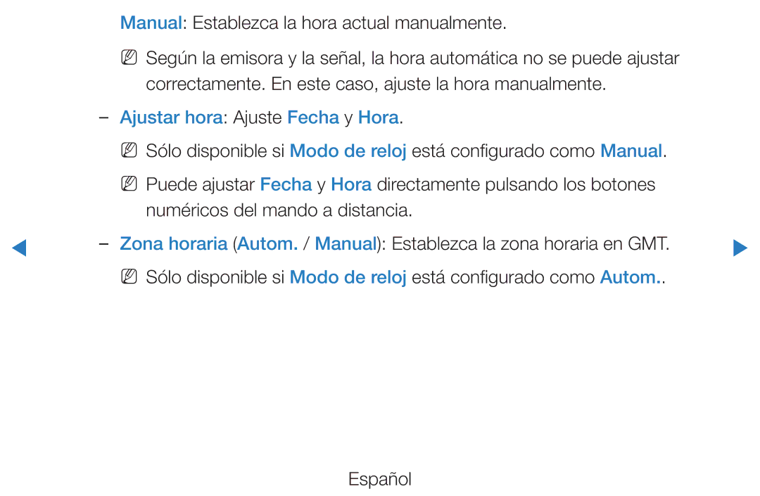 Samsung UE40D5500RWXXC, UE46D5500RWXXH, UE40D5520RWXXC, UE46D5700RSXZG, UE37D5500RWXXC manual Ajustar hora Ajuste Fecha y Hora 