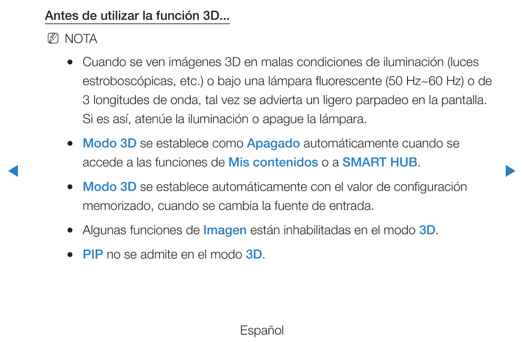 Samsung UE37D5500RWXXC, UE46D5500RWXXH, UE40D5520RWXXC, UE40D5500RWXXC, UE46D5700RSXZG manual Antes de utilizar la función 3D 