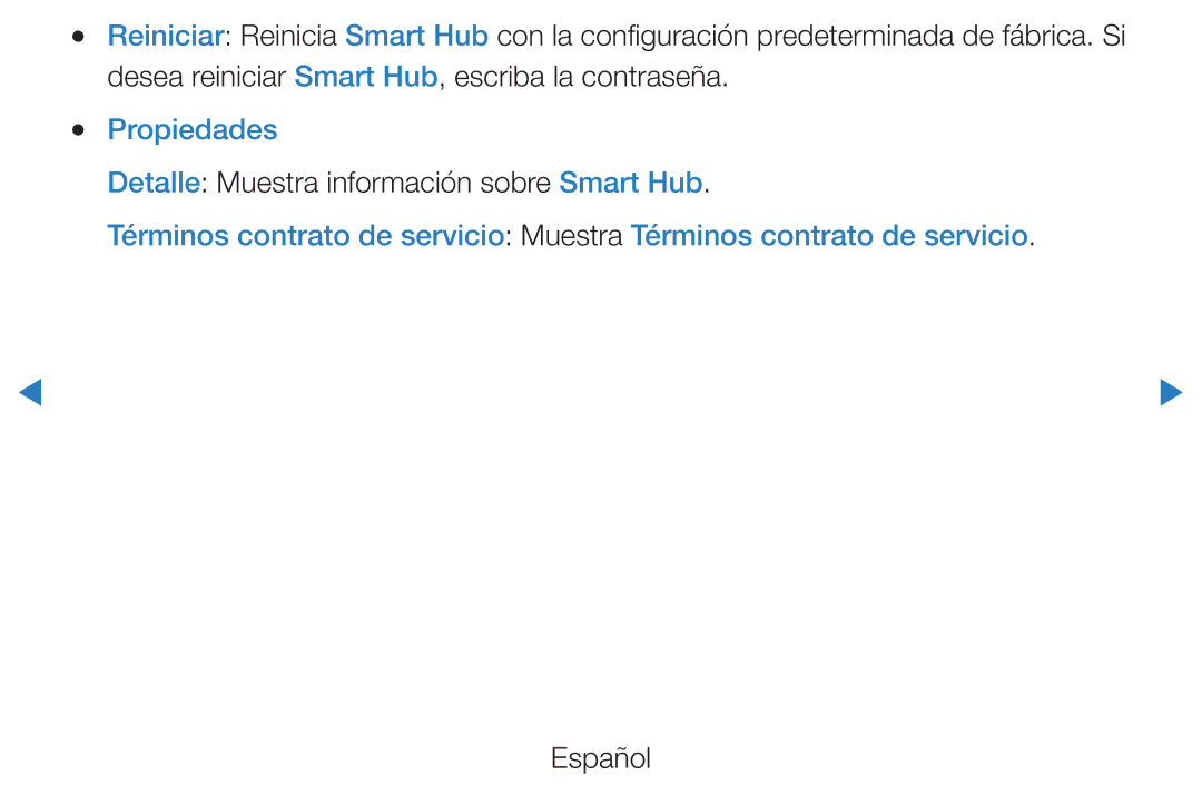 Samsung UE27D5000NWXZT, UE46D5500RWXXH, UE40D5520RWXXC manual Propiedades, Detalle Muestra información sobre Smart Hub 