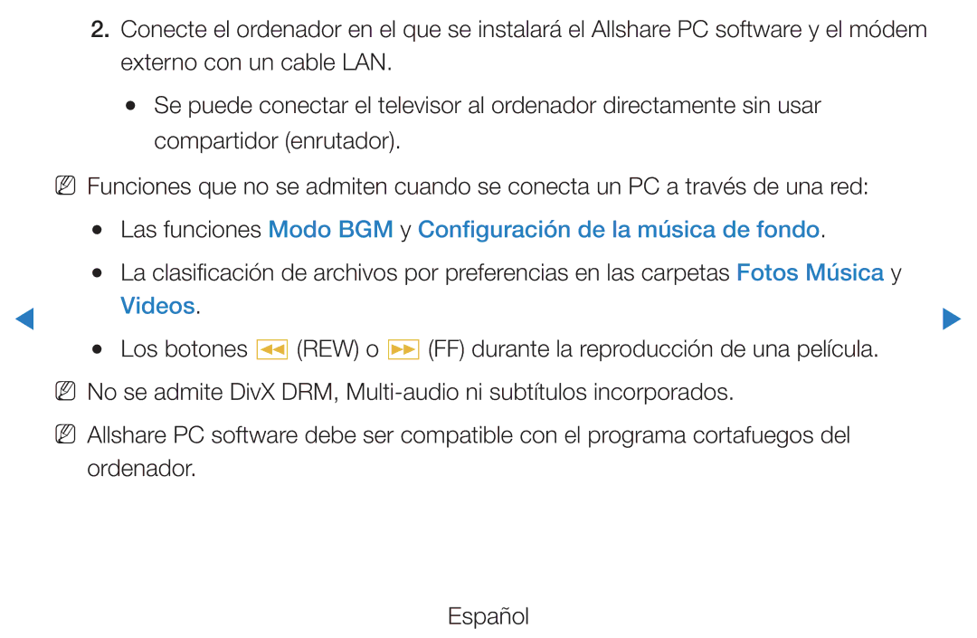 Samsung UE27D5000NWXXC, UE46D5500RWXXH, UE40D5520RWXXC Las funciones Modo BGM y Configuración de la música de fondo, Videos 