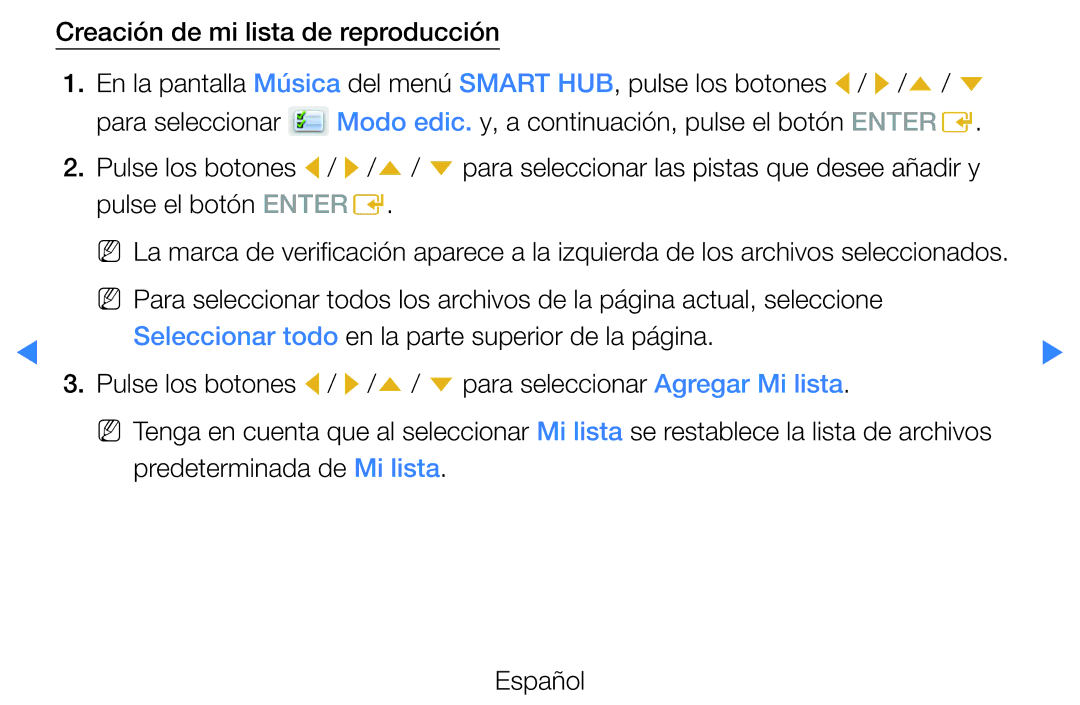Samsung UE32D5520RWXXH, UE46D5500RWXXH, UE40D5520RWXXC, UE40D5500RWXXC, UE46D5700RSXZG Creación de mi lista de reproducción 