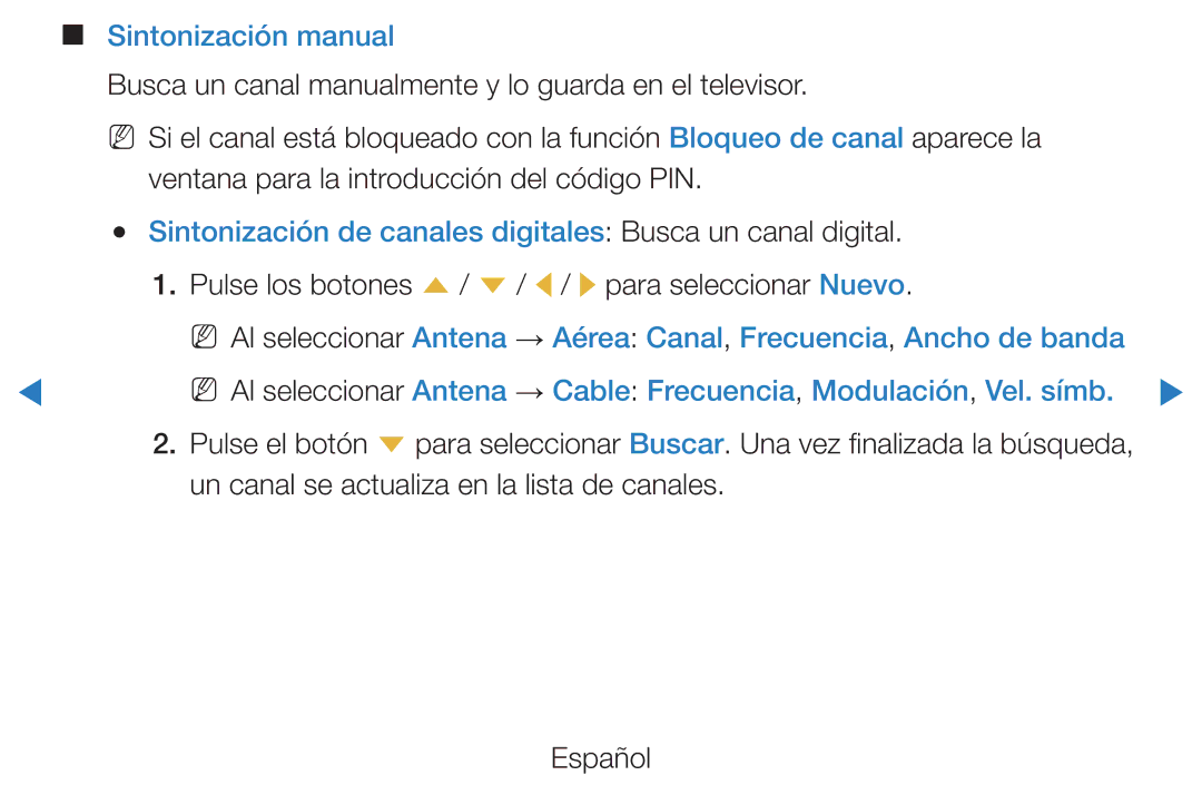 Samsung UE40D5520RWXXC, UE46D5500RWXXH Sintonización manual, Sintonización de canales digitales Busca un canal digital 