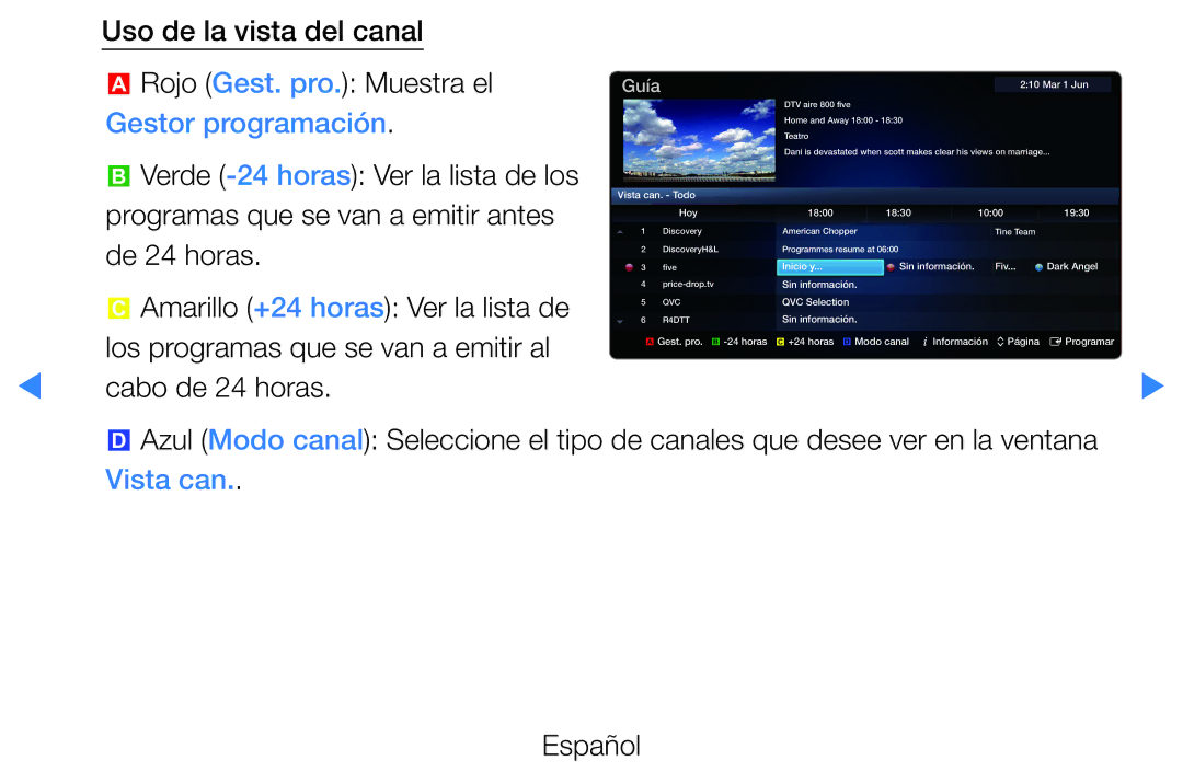 Samsung UE32D5500RWXXC, UE46D5500RWXXH, UE40D5520RWXXC, UE40D5500RWXXC, UE46D5700RSXZG manual Gestor programación, De 24 horas 