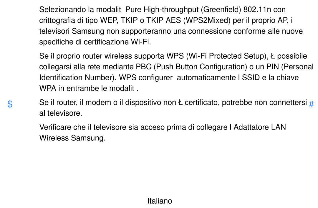 Samsung UE37D5500RPXZT Specifiche di certificazione Wi-Fi, WPA in entrambe le modalità, Al televisore, Wireless Samsung 