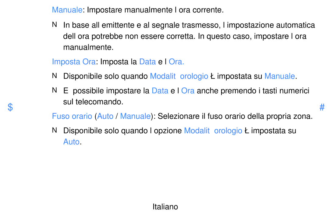 Samsung UE32D5500RPXZT Manuale Impostare manualmente l’ora corrente, Imposta Ora Imposta la Data e l’Ora, Auto 