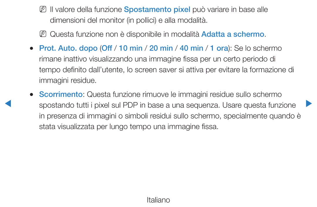 Samsung UE46D5500RWXXH, UE40D5720RSXXN, UE40D5500RWXXH Dimensioni del monitor in pollici e alla modalità, Immagini residue 