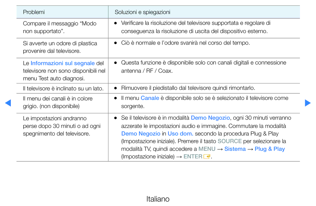 Samsung UE40D5500RPXZT, UE46D5500RWXXH, UE40D5720RSXXN, UE40D5500RWXXH, UE32D5720RSXXN manual Le Informazioni sul segnale del 