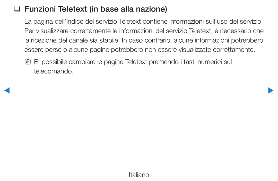 Samsung UE32D5500RPXZT, UE46D5500RWXXH, UE40D5720RSXXN, UE40D5500RWXXH, UE32D5720RSXXN Funzioni Teletext in base alla nazione 