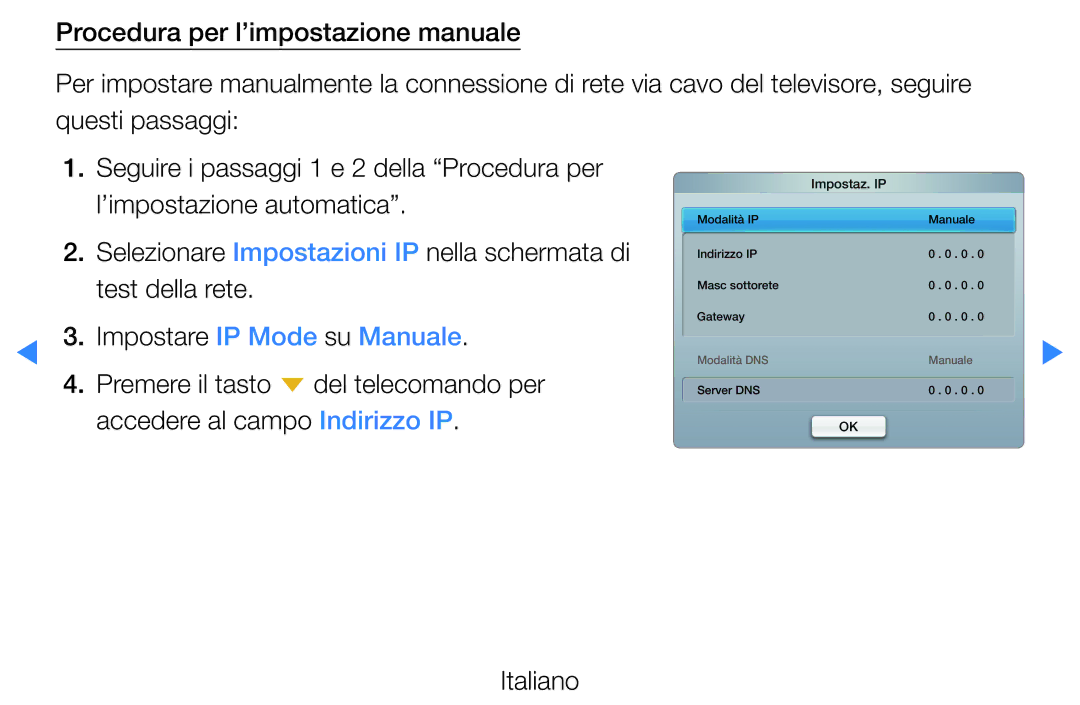 Samsung UE37D5500RPXZT, UE46D5500RWXXH, UE40D5720RSXXN, UE40D5500RWXXH, UE32D5720RSXXN, UE32D5700RSXZF manual Impostaz. IP 
