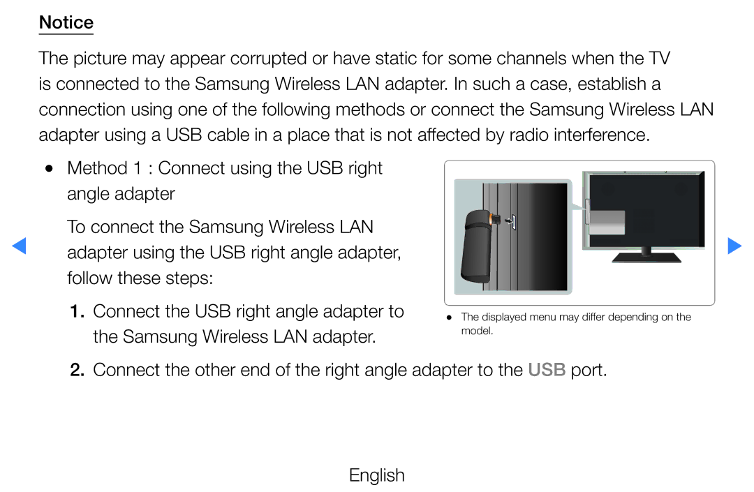 Samsung UE37D5500RWXXH, UE46D5500RWXXH, UE40D5720RSXXN, UE40D5500RWXXH manual Displayed menu may differ depending on the model 