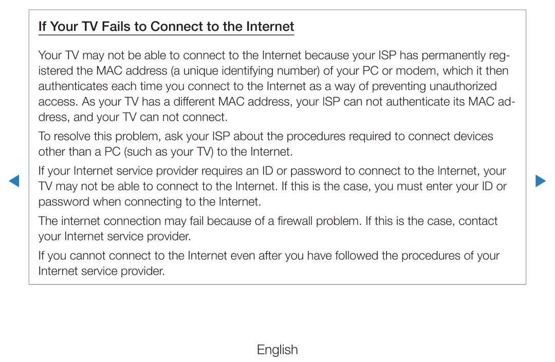 Samsung UE27D5000NWXXC, UE46D5500RWXXH, UE40D5720RSXXN, UE40D5500RWXXH manual If Your TV Fails to Connect to the Internet 