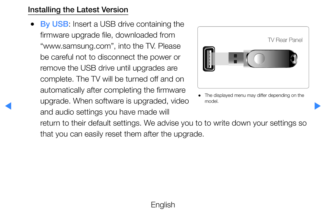 Samsung UE40D5520RWXRU, UE46D5500RWXXH, UE40D5720RSXXN, UE40D5500RWXXH manual Upgrade. When software is upgraded, video 