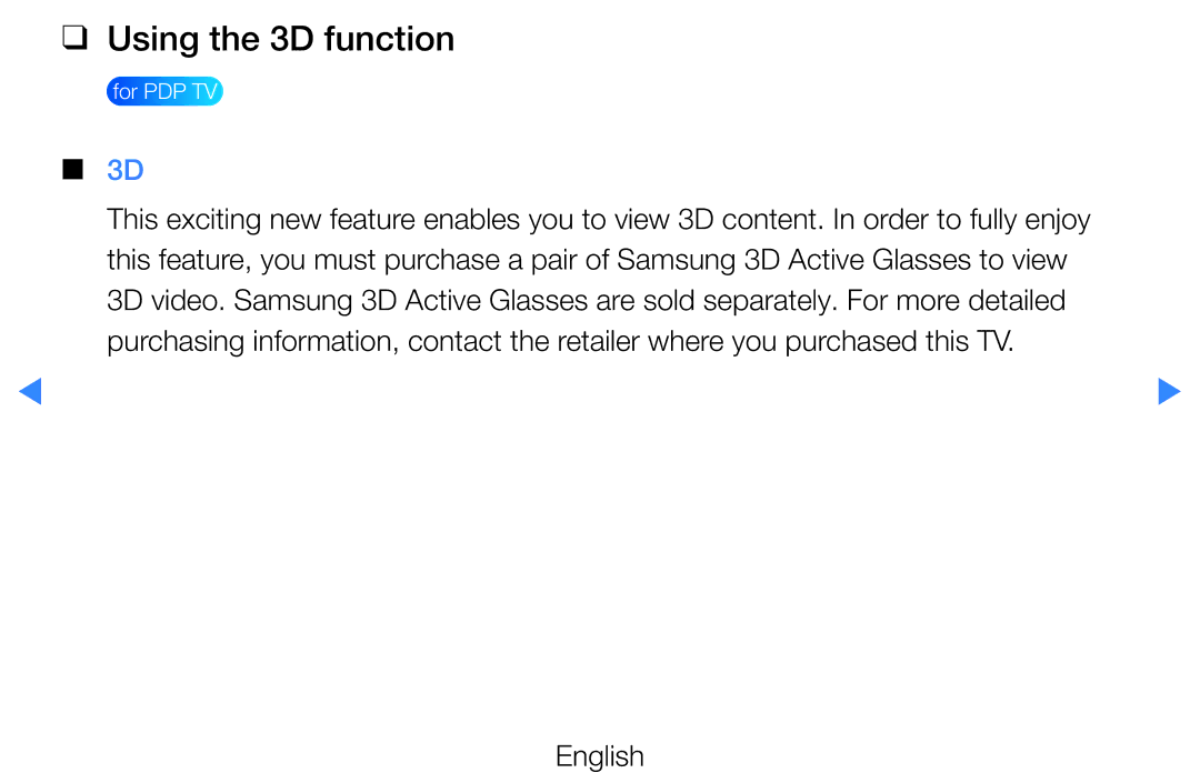 Samsung UE32D5500RWXRU, UE46D5500RWXXH, UE40D5720RSXXN, UE40D5500RWXXH, UE32D5720RSXZG, UE37D5700RSXZG Using the 3D function 