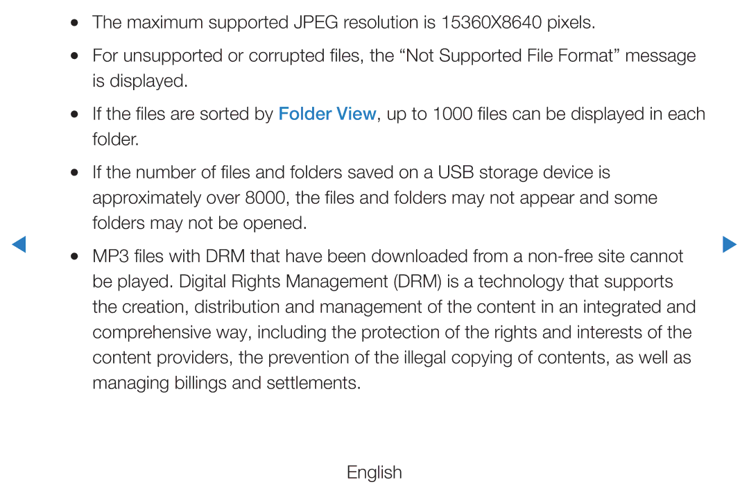 Samsung UE32D5705RSXXE, UE46D5500RWXXH, UE40D5720RSXXN Maximum supported Jpeg resolution is 15360X8640 pixels, Is displayed 