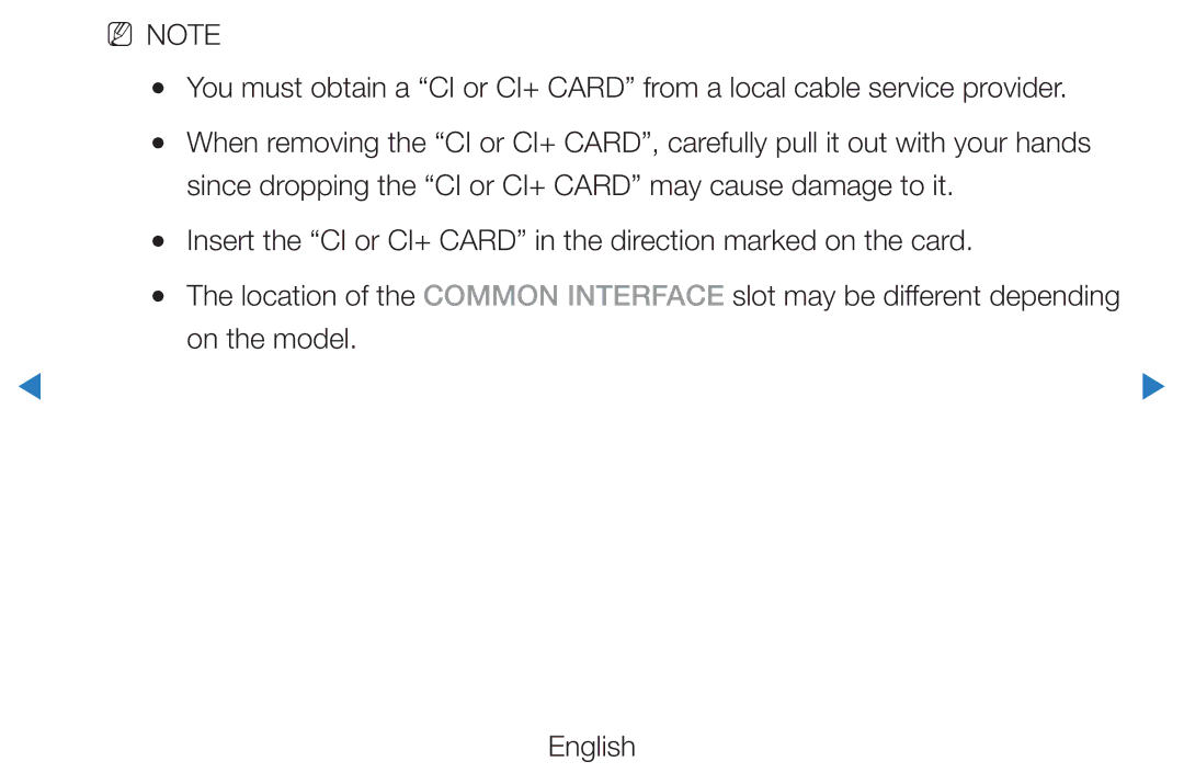 Samsung UE46D5720RSXZF, UE46D5500RWXXH manual Since dropping the CI or CI+ Card may cause damage to it, On the model 