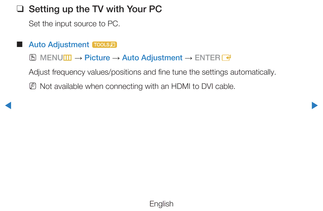 Samsung UE46D5500RWXMS, UE46D5500RWXXH manual Setting up the TV with Your PC, Set the input source to PC, Auto Adjustment t 