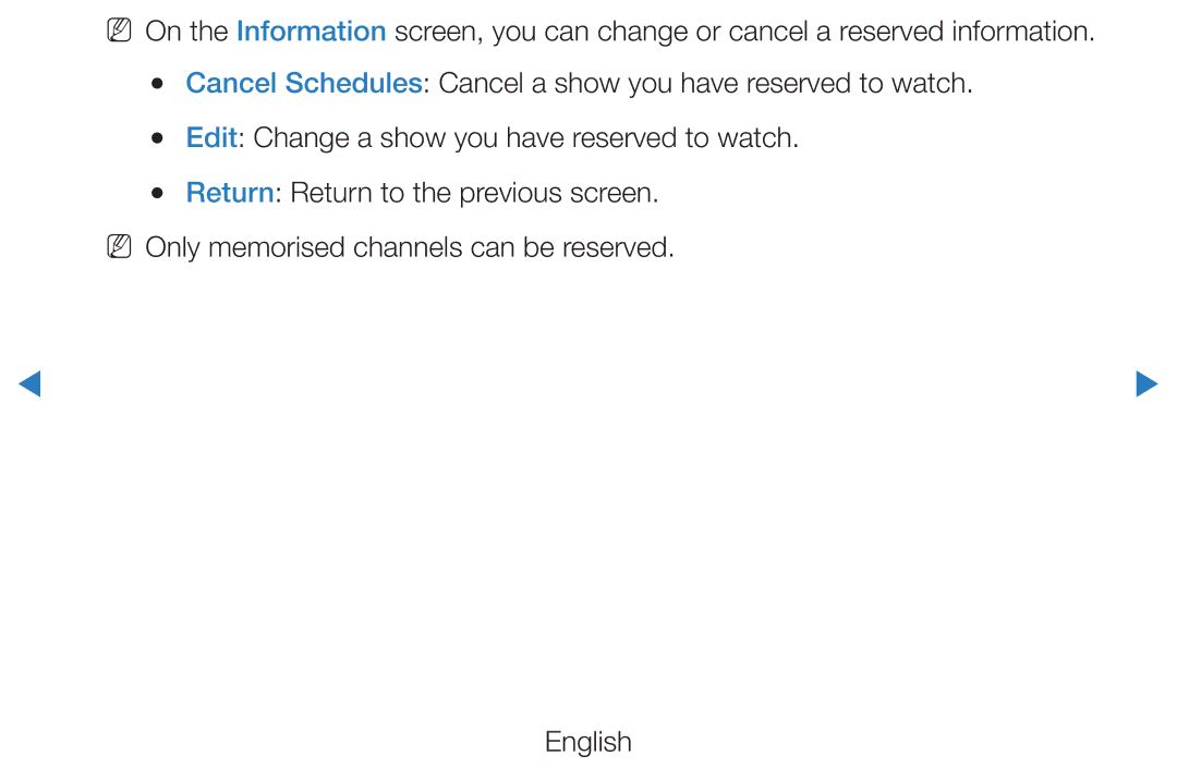 Samsung UE40D5500RWXXC, UE46D5500RWXXH, UE40D5720RSXXN, UE40D5500RWXXH manual Edit Change a show you have reserved to watch 