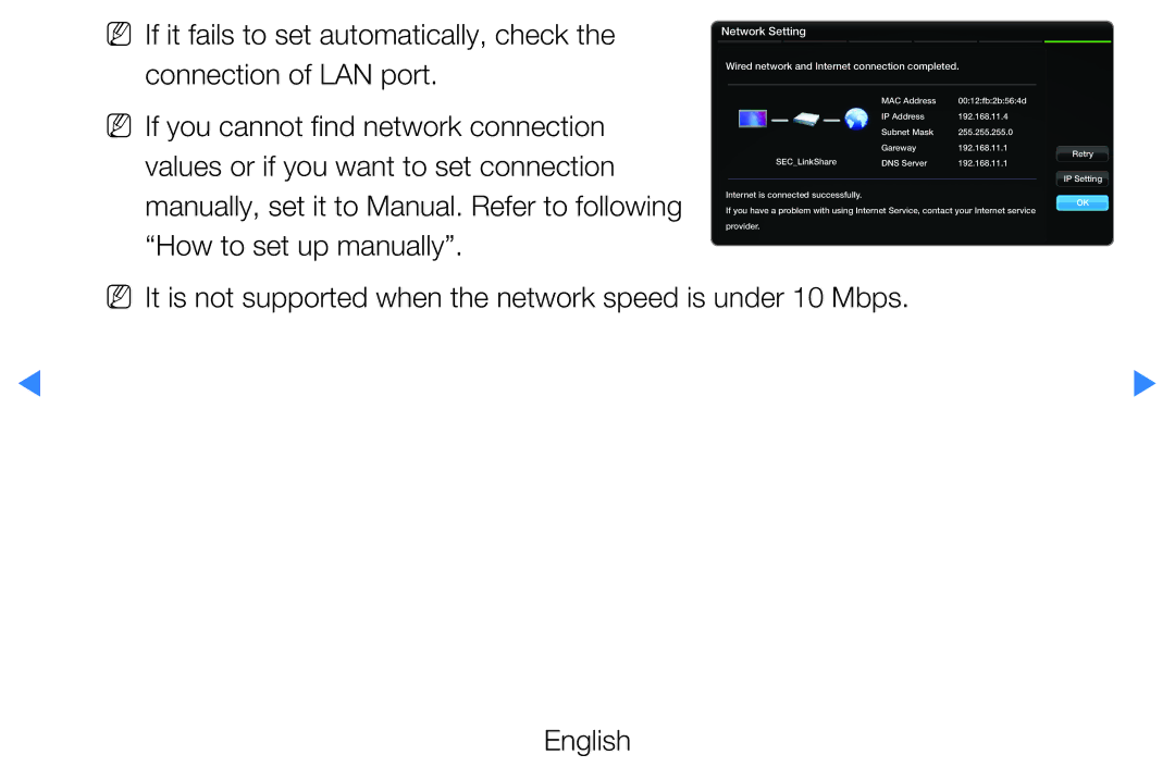 Samsung UE46D5720RSXXN, UE46D5500RWXXH, UE40D5720RSXXN, UE40D5500RWXXH manual Wired network and Internet connection completed 