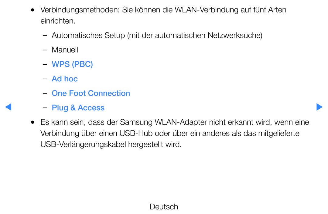 Samsung UE32D5720RSXXN, UE46D5500RWXXH, UE40D5720RSXXN, UE40D5500RWXXH Wps Pbc, Ad hoc One Foot Connection Plug & Access 