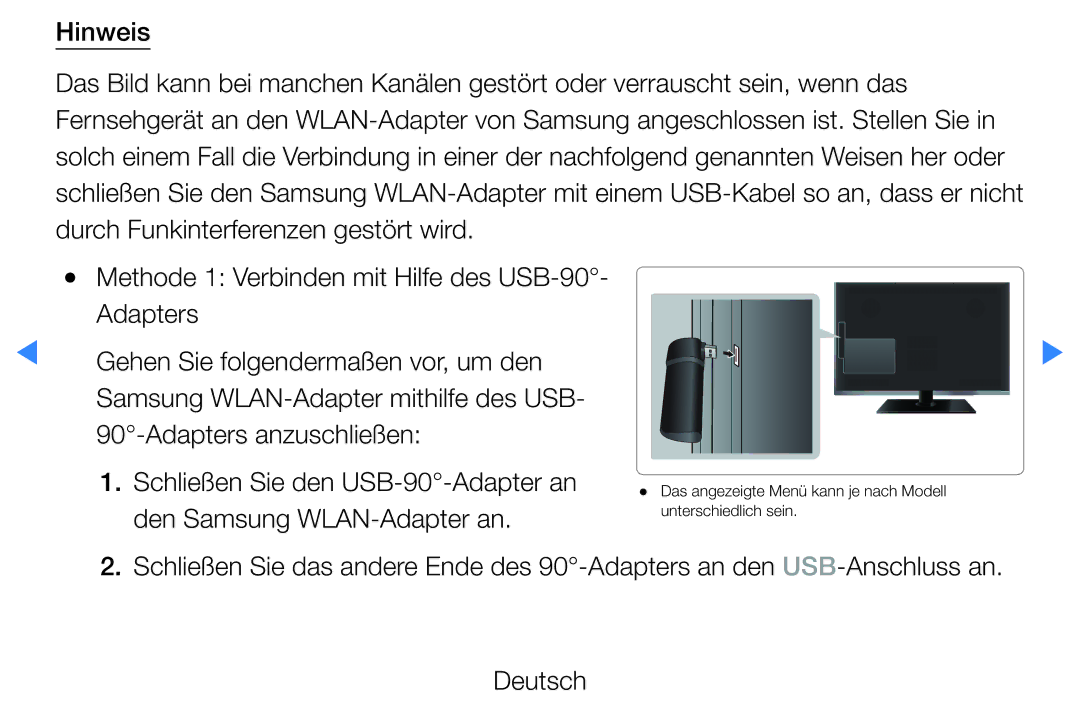 Samsung UE32D5700RSXZG, UE46D5500RWXXH, UE40D5720RSXXN manual Das angezeigte Menü kann je nach Modell unterschiedlich sein 