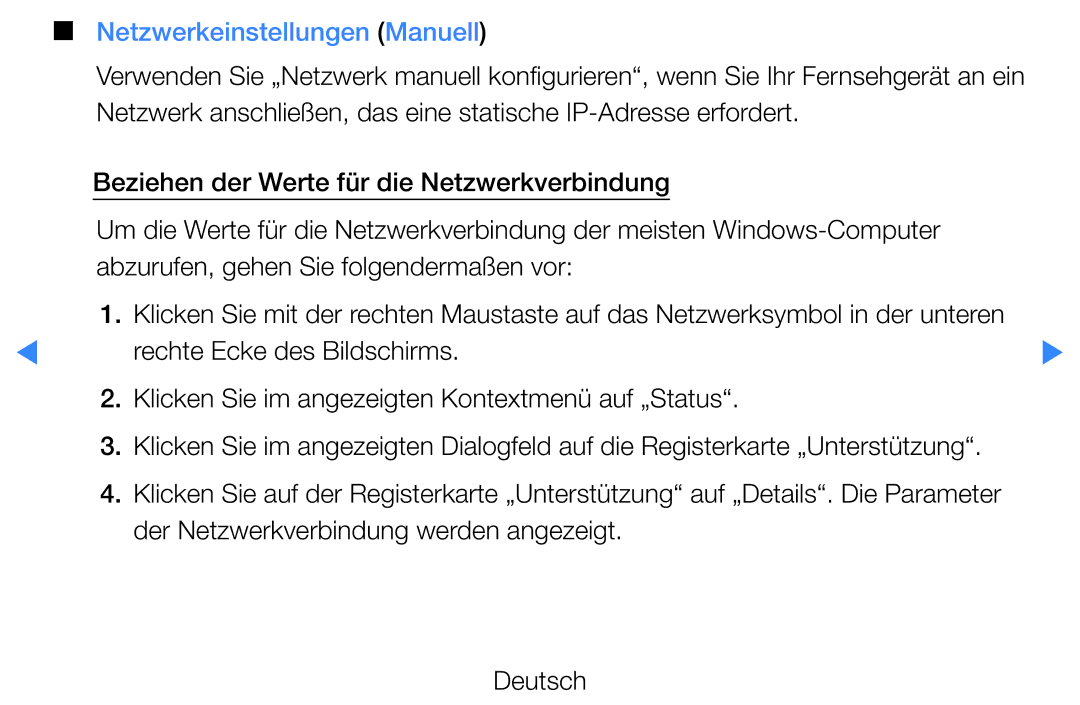 Samsung UE37D5720RSXZG, UE46D5500RWXXH, UE40D5720RSXXN, UE40D5500RWXXH, UE32D5720RSXZG manual Netzwerkeinstellungen Manuell 