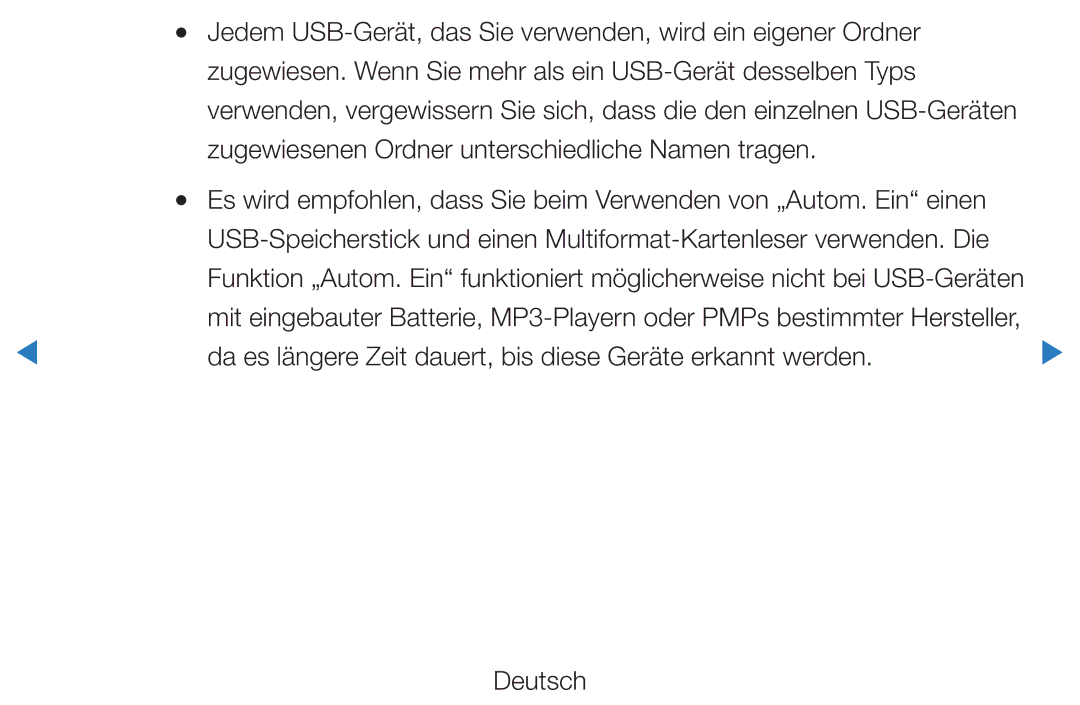 Samsung UE32D5720RSXXN, UE46D5500RWXXH, UE40D5720RSXXN manual Da es längere Zeit dauert, bis diese Geräte erkannt werden 