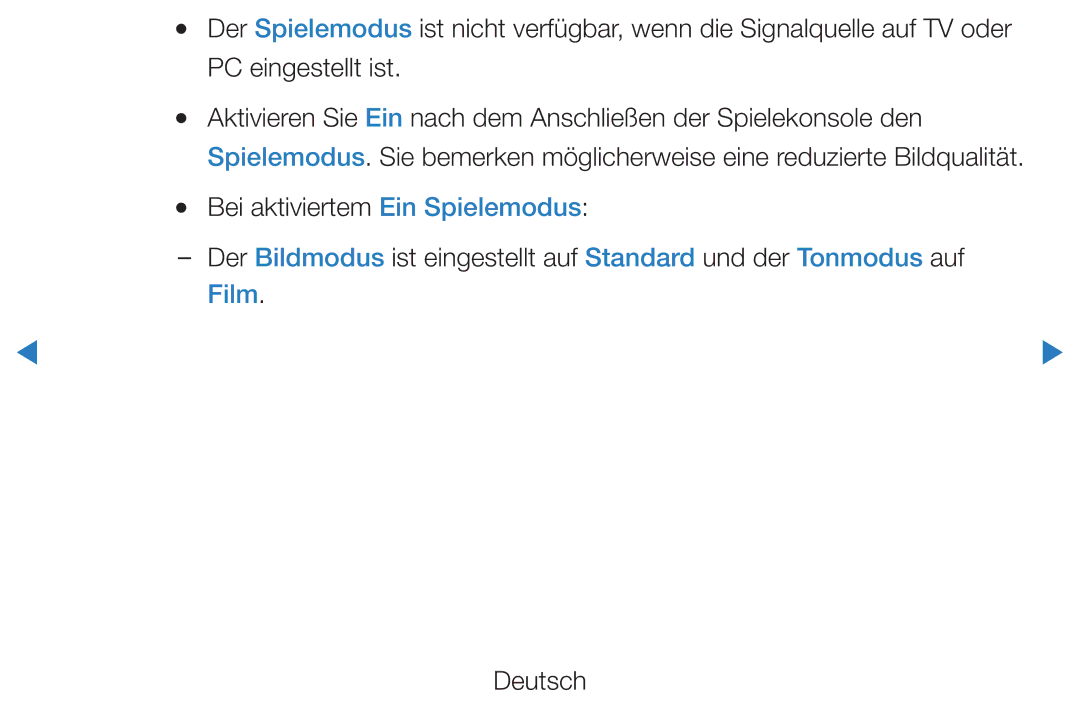 Samsung UE37D5500RWXXH, UE46D5500RWXXH, UE40D5720RSXXN manual PC eingestellt ist, Bei aktiviertem Ein Spielemodus, Film 