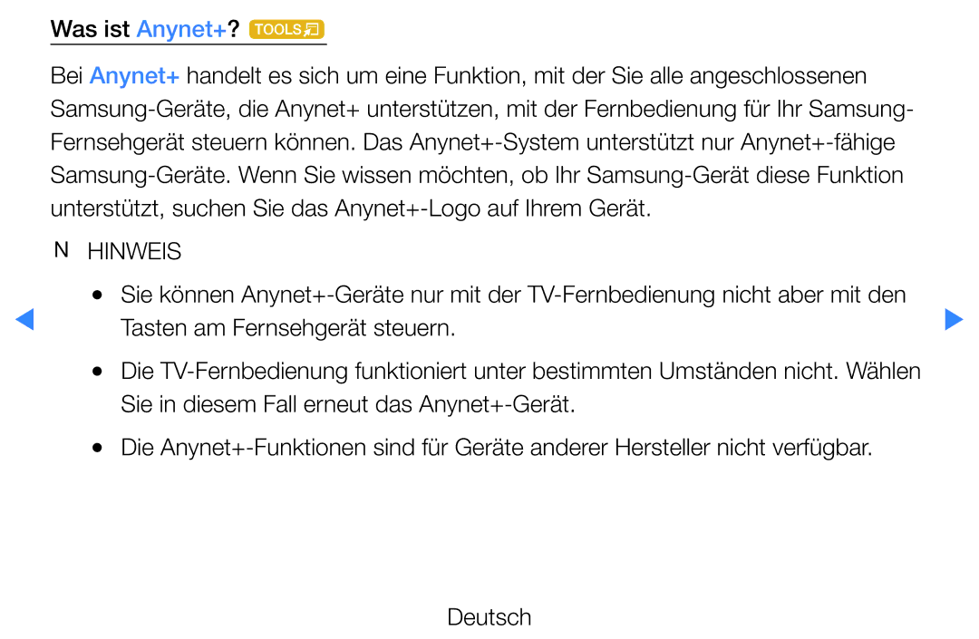 Samsung UE27D5000NWXZG, UE46D5500RWXXH, UE40D5720RSXXN, UE40D5500RWXXH Was ist Anynet+? t, Tasten am Fernsehgerät steuern 