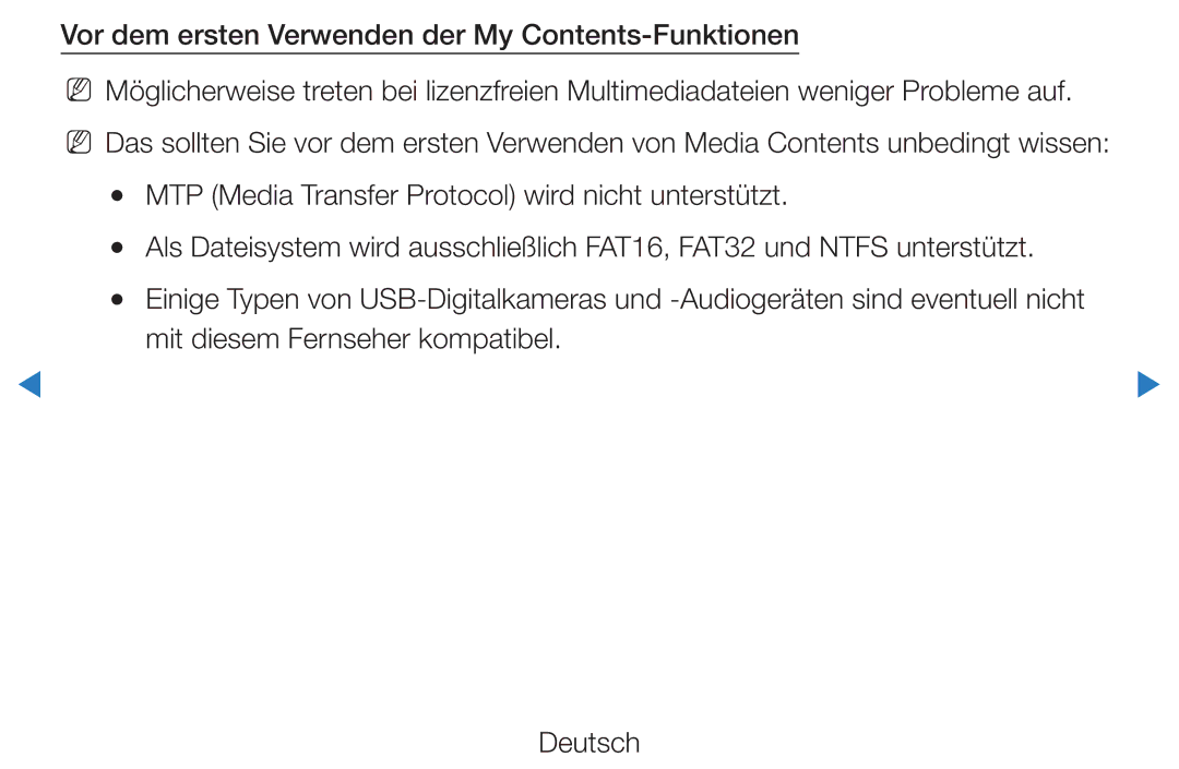 Samsung UE46D5720RSXZF manual Vor dem ersten Verwenden der My Contents-Funktionen, Mit diesem Fernseher kompatibel 