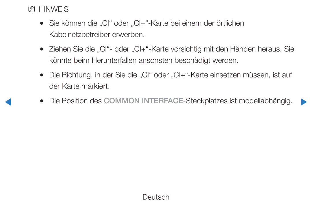 Samsung UE32D5500RWXXC manual Sie können die „CI oder „CI+-Karte bei einem der örtlichen, Kabelnetzbetreiber erwerben 